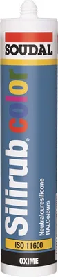 A tube of Soudal Silirub Color silicone sealant.