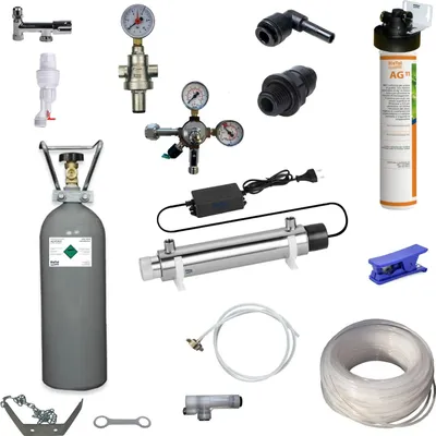 Produktbild von Anschlußpaket Untertisch Sprudel Tafel Wasser Gerät Aktivkohle Filter UV 2Kg CO2