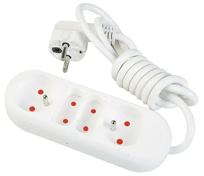 Productafbeelding van Gefotech stekkerdoos met 4 stopcontacten (2 x 6 A + 2 x 16 A met aarding), wit, K-klasse