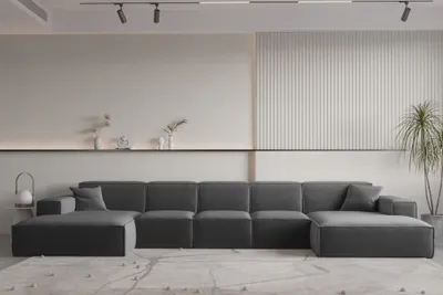 Produktbild von Wohnlandschaft U-Form CELES PREMIUM XL in Stoff Opera Velvet Dunkelgrau