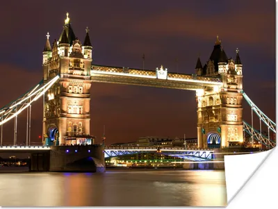 Produktbild von MuchoWow® Poster London - Nacht - Brücke 120x90 cm - Wandbild
