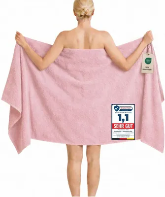 Produktbild von Duschtuch Komfortec Badetuch, 100 x 200 cm, 100 % Baumwolle, XXL, Saunatuch, großes Duschtuch, weich und saugfähig, rosa