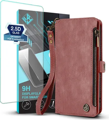 Produktbild von Handy Hülle für Samsung Galaxy S24 Ultra Geldbeutel Geldbörse RFID Schutz Klapphülle Cover Schutzhülle Wallet mit 9H Displayglas Displayschutz Farbe: Rosa
