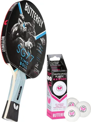 Produktbild von Butterfly 1x Timo Boll SG77 Tischtennisschläger + 3x 40+ 3*** Tischtennisbälle | Tischtennis TT Tabletennis