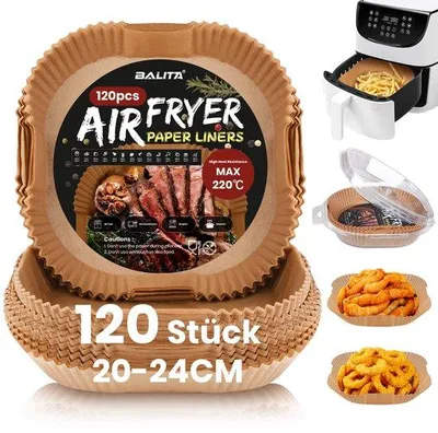 Immagine prodotto di 20 fogli di carta da frittura monouso quadrata, antiaderente, resistente all'acqua e all'olio, per friggitrici ad aria calda, 20 cm