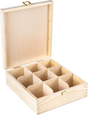 Produktbild von Teebox 23,5 x 20,5 x 7,5 cm - 9 Fächer - Holz - Natur