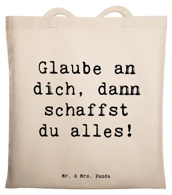 Produktbild von Mr. & Mrs. Panda Shopping Tasche Spruch Angst überwinden - Transparent - Geschenk, inspirierende Botschaften, Uni, Sicherheit, Motivation, Jutebeutel, Tote Bag, Trost