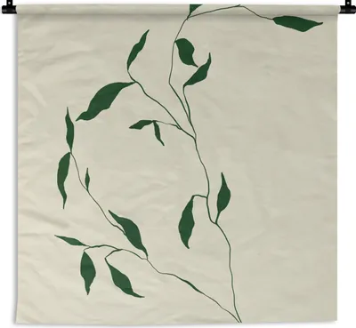 Produktbild von MuchoWow® Wandteppich Wandbehang Blätter - Pastell - Blumen - Design 150x150 cm Tapisserie Dekoration Wandtuch - Wohnaccessoires - Modernes