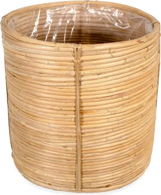 Produktbild von Rattan Korb Topf Ø 27 x 26cm rund mit Einsatz Blumentopf geflochten Aufbewahrungskorb Übertopf Blumenkorb