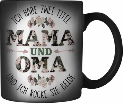 Produktbild von Trendation - Mama und Oma Farbwechsel Zauber-Tasse Geschenk für Oma Weihnachten Geburtstag Lustige Farbwechsel Zauber-Tasse Beste Oma (Schwarz)