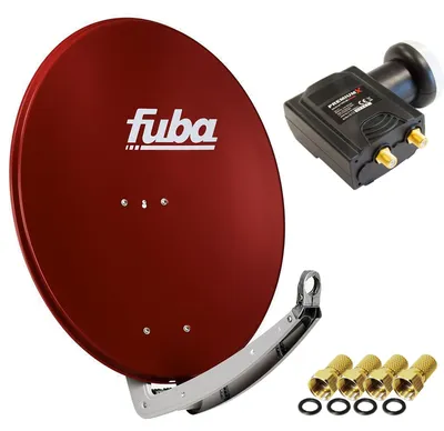 Produktbild von Fuba daa 780 Satellitenantenne Aluminium in Rot HDTV 3D 4KPremiumX DELUXE Twin LNB Sat