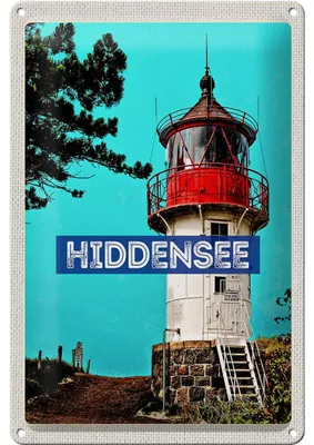 Produktbild von Blechschild Reise 20x30cm Hiddensee Leuchtturm Strand Meer