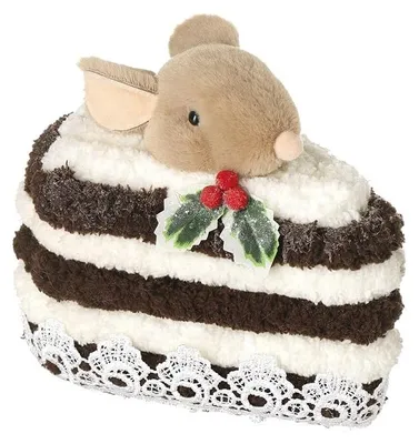 Filz-Mauskopf Kuchenstück Deko zum Aufhängen 9x13x14cm