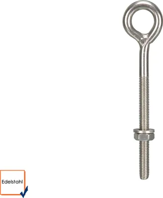 Produktbild von Perel Augbolzen mit Mutter und 2 Unterlegscheiben, Edelstahl, Durchmesser 8 mm, Höhe 130 mm, Breite 30 mm