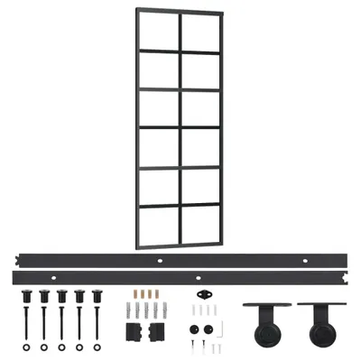 Zdjęcie produktu dla vidaXL Drzwi przesuwne z okuciem ESG szkło i aluminium 76x205 cm