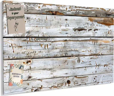 Produktbild von Magnettafel 60 x 40 cm „Weiße Holzpatina“ – Magnetwand aus Metall, beschreibbar mit Whiteboard-Marker – Memoboard für Küche & Büro
