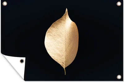 Produktbild von MuchoWow® 120x80 cm Outdoor-Poster Gartendeko Sichtschutz Garten Poster für den Garten  Blätter - Gold - Schwarz - Pflanzen - Luxus