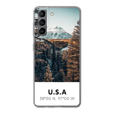 Produktbild von MuchoWow® Handyhülle Schutzhülle Hülle für Samsung Galaxy S21 Amerika - Berge - Bäume Silikon Softcase Handy Hülle - Softcase