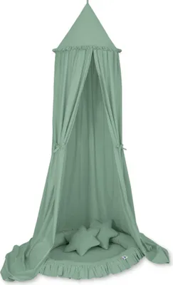 Immagine prodotto di Set: baldacchino sospeso per la cameretta, paracolpi con volant, cuscino - Salvia
