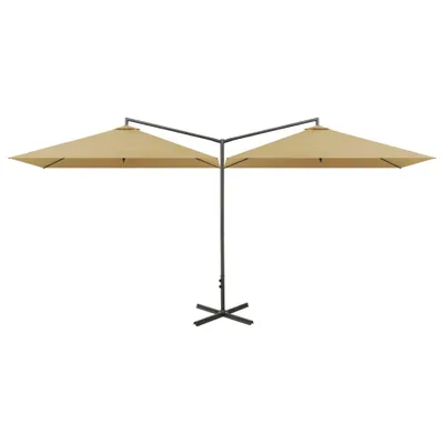 Immagine prodotto di vidaXL Ombrellone doppio con asta in acciaio 600x300 cm Taupe