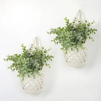 Produktbild von Makramee-Pflanzenampel, 2er-Set Boho-Hängekörbe, Wandvasen und Hängeblumentöpfe, für drinnen und draußen, Garten, Balkon, Fensterbank, Wohnzimmer – Beige