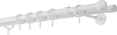 Produktbild von Gardinenstange auf Maß 20mm Ball 2-lauf Wandträger 20cm Farbe: Weiß, Größe: 160cm