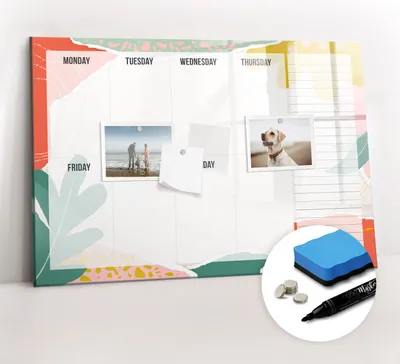 Produktbild von Magnetpinnwand Memoboard - Zubehörsatz - Schwarzer Marker + Schwamm + Magnete - 60 x 40 cm - Ein einfacher Wochenplaner