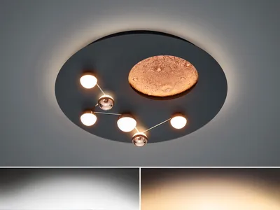 Produktbild von Moderne LED Deckenleuchte rund Schwarz, dimmbar über Schalter, 5.100 Lumen hell
