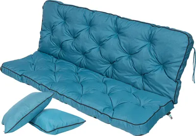 Produktbild von TexDeko® Bankauflage mit Rückenlehne für Hollywoodschaukel  wasserabweisend UV-beständig, 180x50x56cm, Aqua