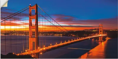 Produktbild von ARTland Wandbild, selbstklebend The Golden Gate Bridge am frühen Morgen Größe: 100x50 cm