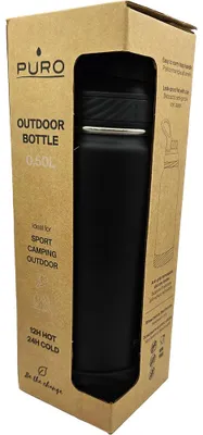 Produktbild von PURO WB500OUTDOORDW1BLK, 500 ml, Tägliche Nutzung, Wandern, Sport, Schwarz, Silikon, Edelstahl, Nero, Erwachsener