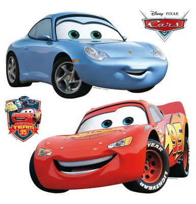 Image de Autocollant mural Disney Cars bleu et rouge - 600219 - 30 x 30 cm