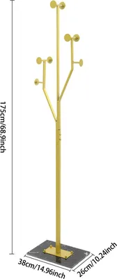 Image de Portemanteau - Portemanteau sur pied - En forme d'arbre - Métal - Très résistant - Socle en marbre stable - Modèle d'angle - Couleur C