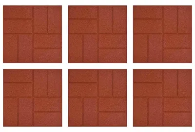 Produktbild von vidaXL Gehwegstein 6 pcs Rot 40,5 x 40,5 x 2 cm Gummi