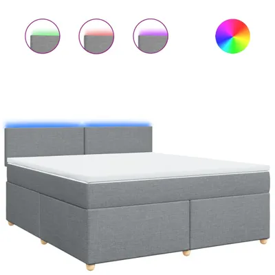 Image de vidaXL Lit boxspring avec matelas gris clair 180x200 cm Tissu