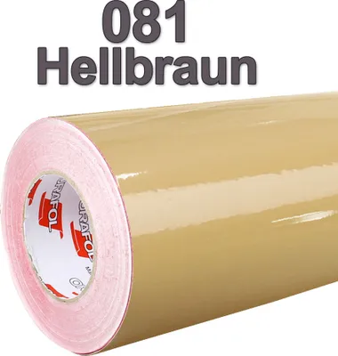 Produktbild von (5,6€/m²) Oracal® Möbelfolie 081 Hellbraun Glanz 126 cm Breite Laufmeterware selbstklebende Folie Plotterfolie Klebe Folie Oracal 621 Küchenfolie