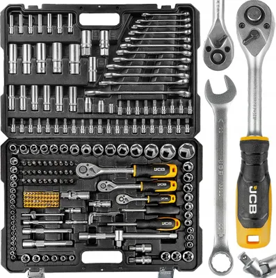 Produktbild von Jcb Werkzeugsatz 216 El. Cr-V Im Koffer, Ratschen, Schraubenschlüssel, Steckschlüssel