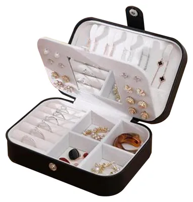 Produktbild von Reise-Schmuckkästchen, tragbares Schmuckkästchen mit Spiegel, Schmuckkästchen für Halsketten, Armbänder, Ringe, Ohrringe