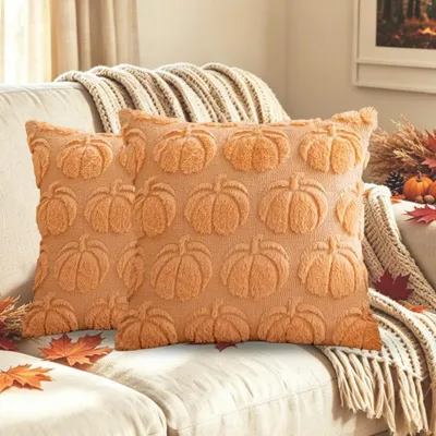 Kissenbezüge 2er-Set Kürbis 45x45 cm hellorange