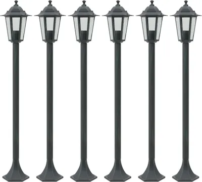 Obrázek produktu pro Zahradní sloupové lampy 6 ks E27 110 cm hliníkové tmavě zelené