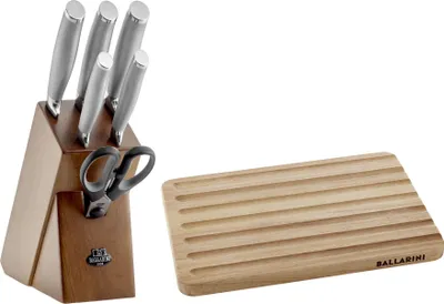Produktbild von BALLARINI Tanaro Messerset 8-tlg. mit Holzblock - Küchenmesser aus deutschem Edelstahl mit Schneidbr