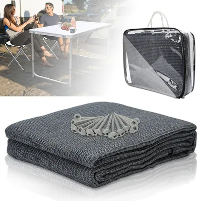 Produktbild von Clanmacy Zeltteppich 200X200cm Vorzeltteppich Campingteppich Outdoor Teppich Vorzeltboden Zeltunterlage Zeltboden für Zelt Wohnmobil Blau-grau