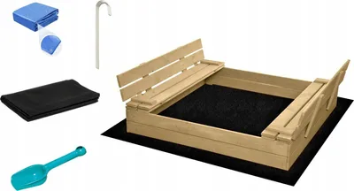 Produktbild von SAND TROPIC Holzsandkasten mit Bänken und Zubehör 120x120cm (natur)