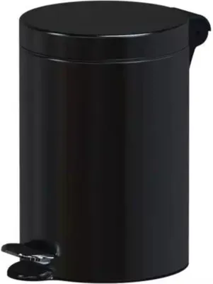 Image de Poubelle à pédale en acier noir de 5 L avec mécanisme de verrouillage par clic