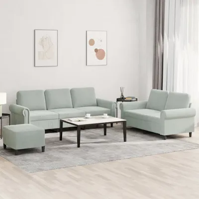 Image de Maison Exclusive - Ensemble de canapés 3 pièces avec coussins, velours gris clair