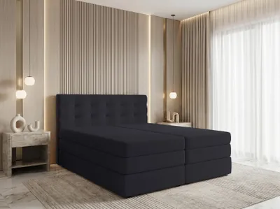 Image de AX LIVING Lit Finike 180 x 200 cm avec surmatelas, sommier tapissier, noir