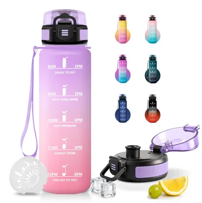 Produktbild von Trinkflasche 1L auslaufsicher, kohlensäuregeeignet, Sportflasche mit Filter,