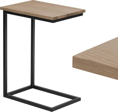Produktbild von LAMO Manufaktur Beistelltisch | Laptoptisch | Sofatisch | mobiler Kaffeetisch | Nachttisch | 45x30x60 cm | Gestell Schwarz | 100% Echtholz Massiv Platte farbe: Nussbaum