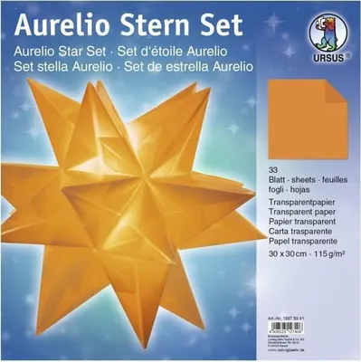 Produktbild von Faltblätter Aurelio Stern Transparentpapier 115g/qm 30x30cm 33 Blatt orange