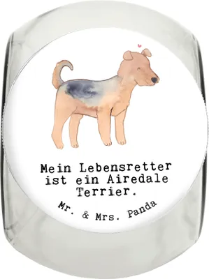 Produktbild von Mr. & Mrs. Panda Dose Airedale Terrier Lebensretter XL 2000ml - Weiß - Geschenk, Leckerli, schraubglas, Keksdose, Bonbonglas, Vorratsbehälter